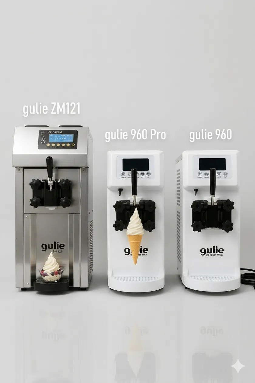 שלושת דגמי GULIE זה לצד זה: ZM121 מנירוסטה, 960 PRO ו-960